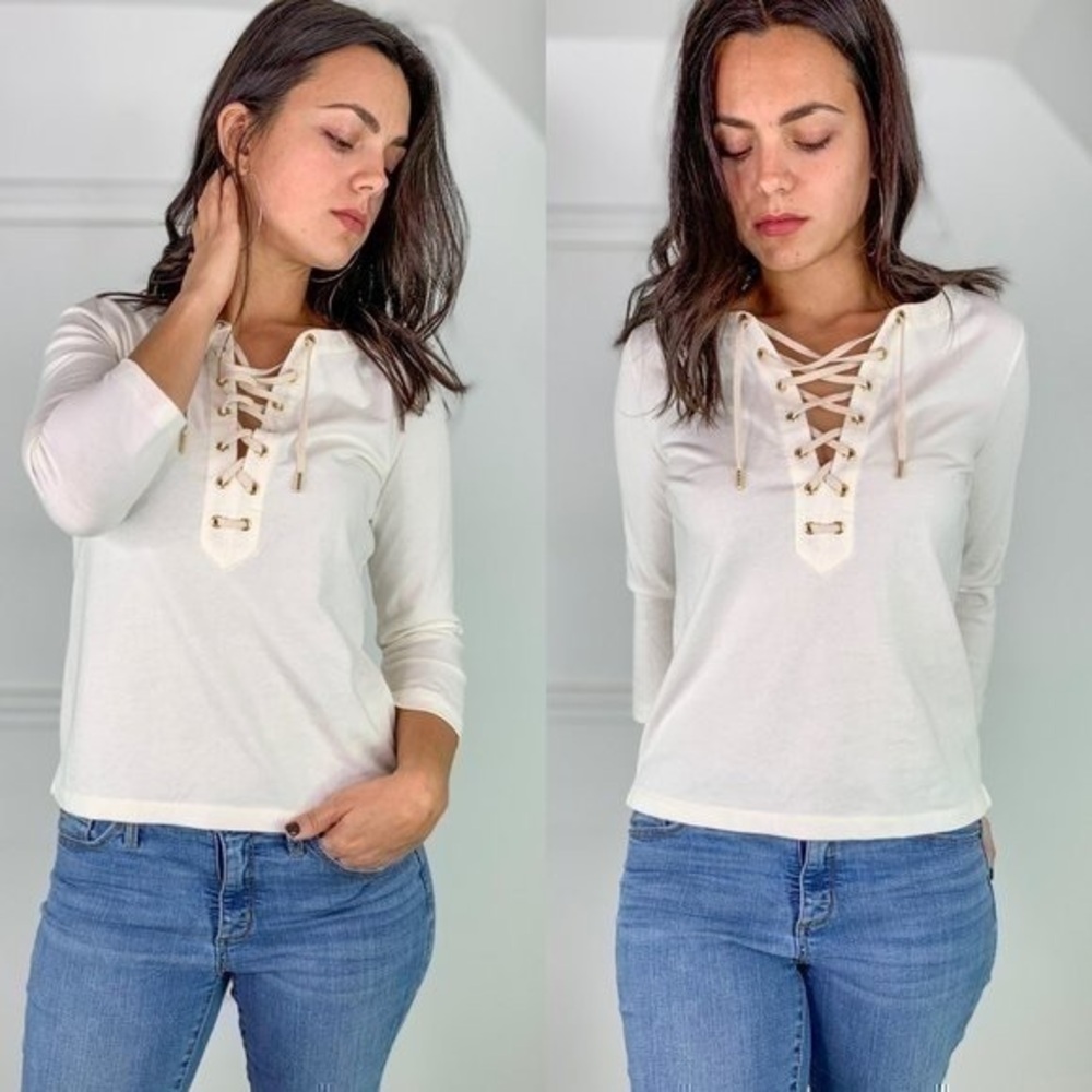 J Crew lace up long sleeve tee